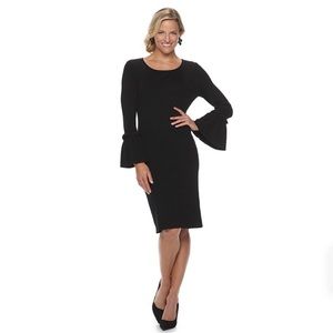 Danny & Nicole Scoop Neck Black Ruffle Sleeve Sweater Dress